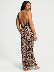 Leopard Chiffon Long Slip Dress
