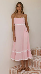 Seraphina Maxi Dress - Pink/White