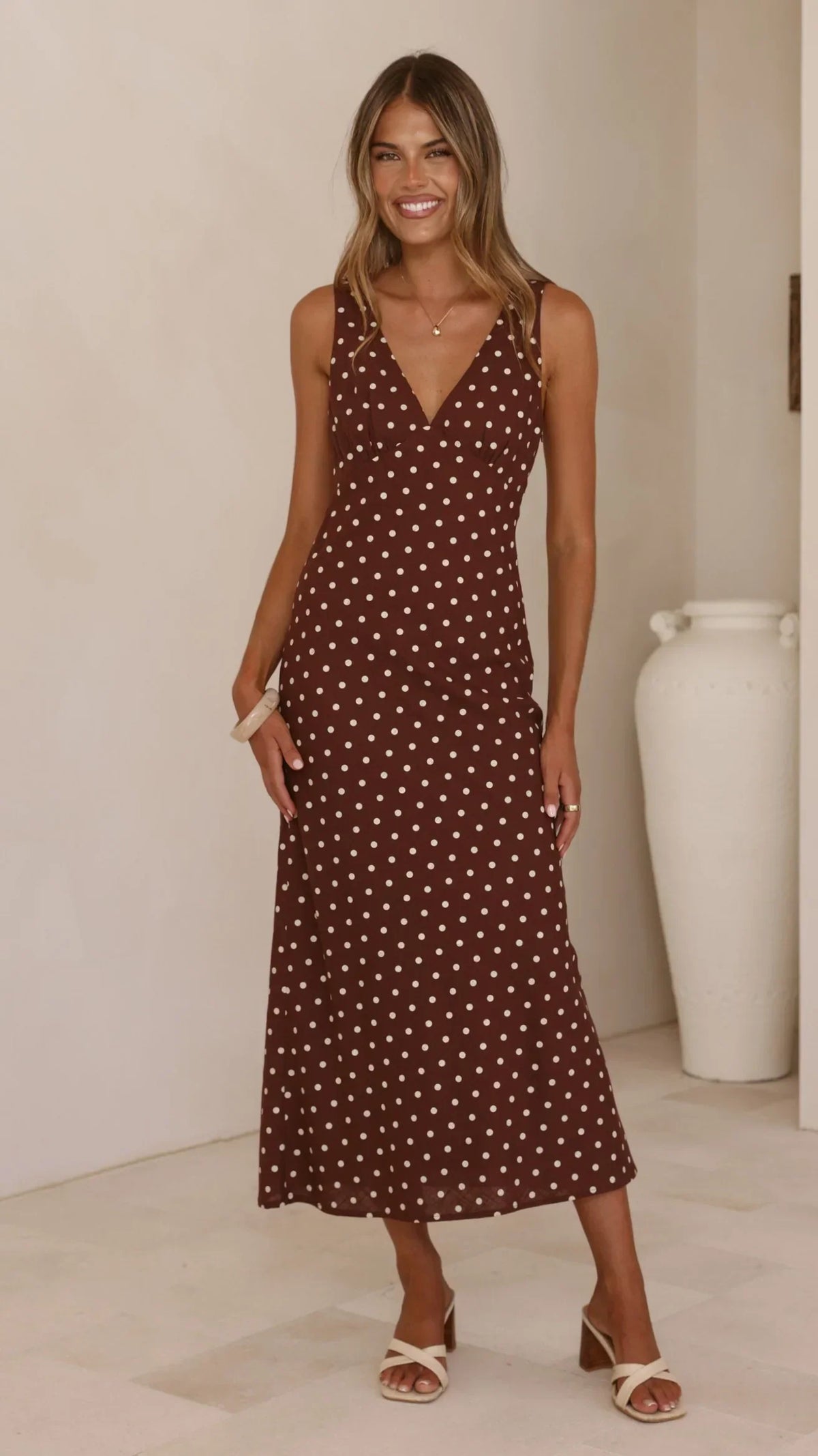 Sammie Maxi Dress - Chocolate/Nude Spot
